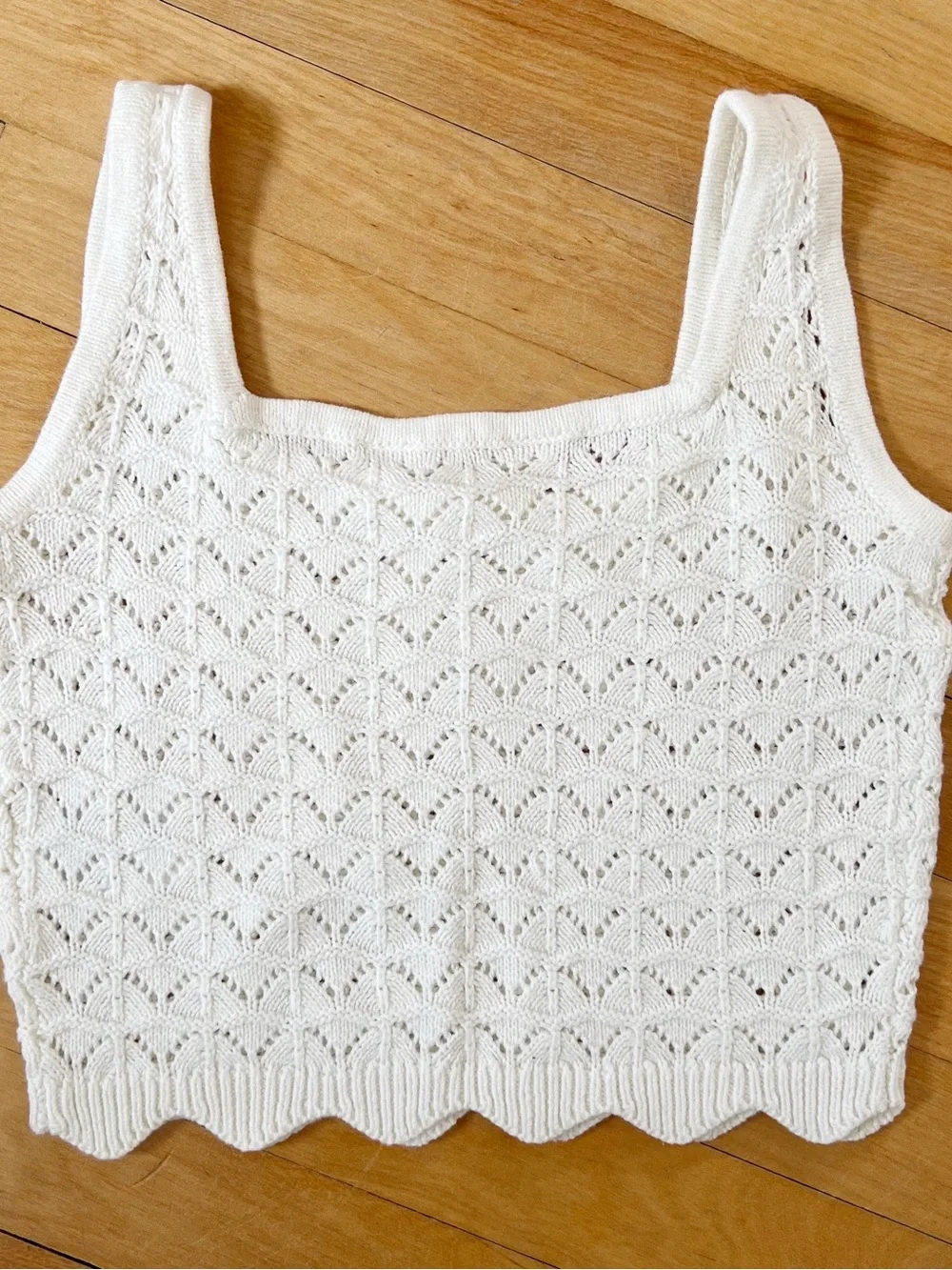H&M Girls White Knit Cropped Tank Top - 12/14